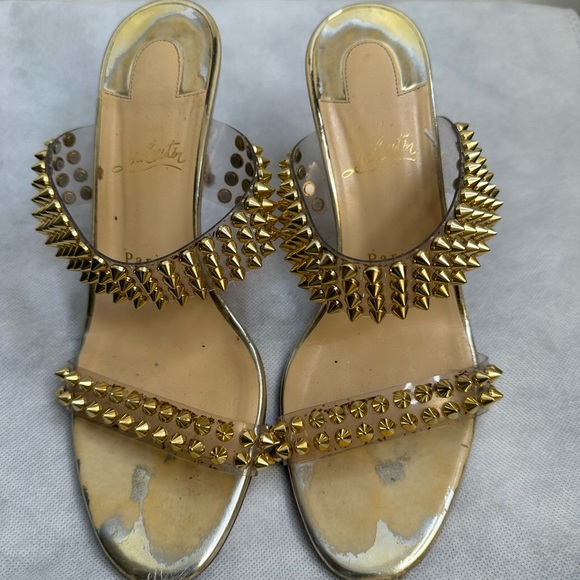 Christian Louboutin PVC Gold Spiked Heels Pumps (Authentic, Rare) 39 - Picture 2 of 15
